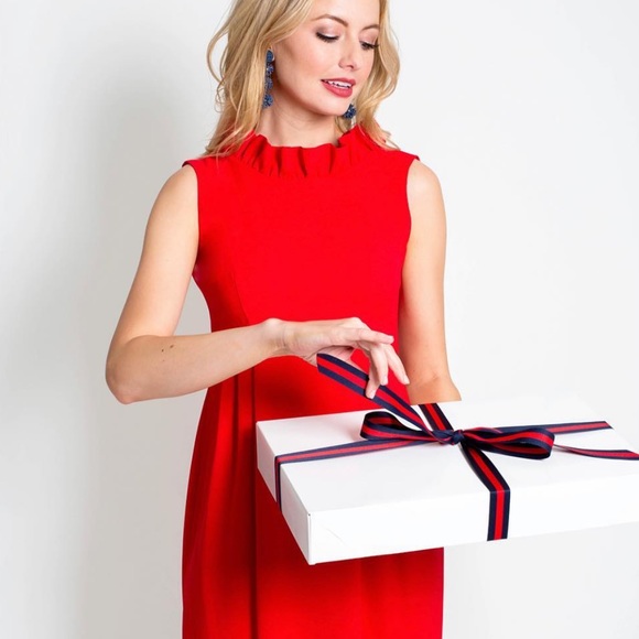 Camille Beth Red GoGo Mini Dress with Ruffle Detail and Button Back - Picture 1 of 11